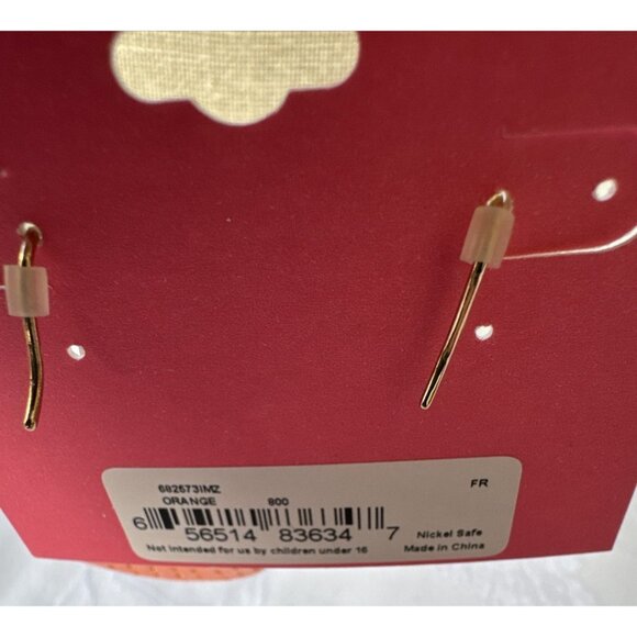 Isaac Mizrahi Orange Gold Rhinestone Dangle Earrings MSRP $38 NEW - Picture 8 of 9